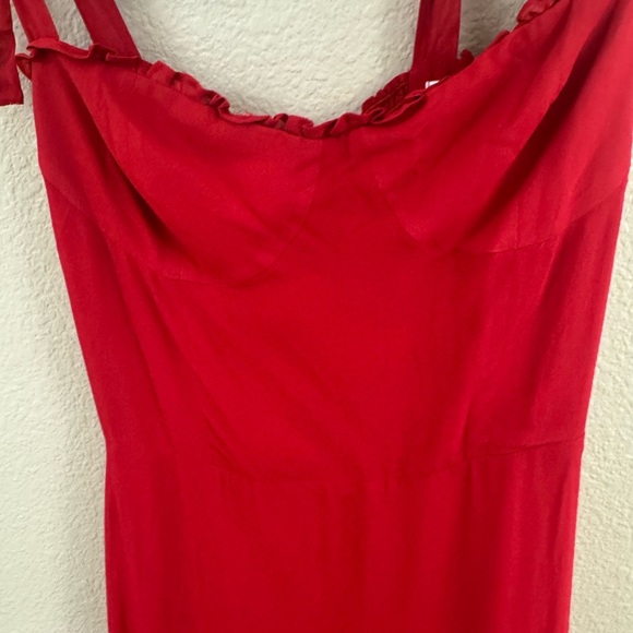 - Reformation Ruffle Trim Red Midi Dress - Picture 2 of 9